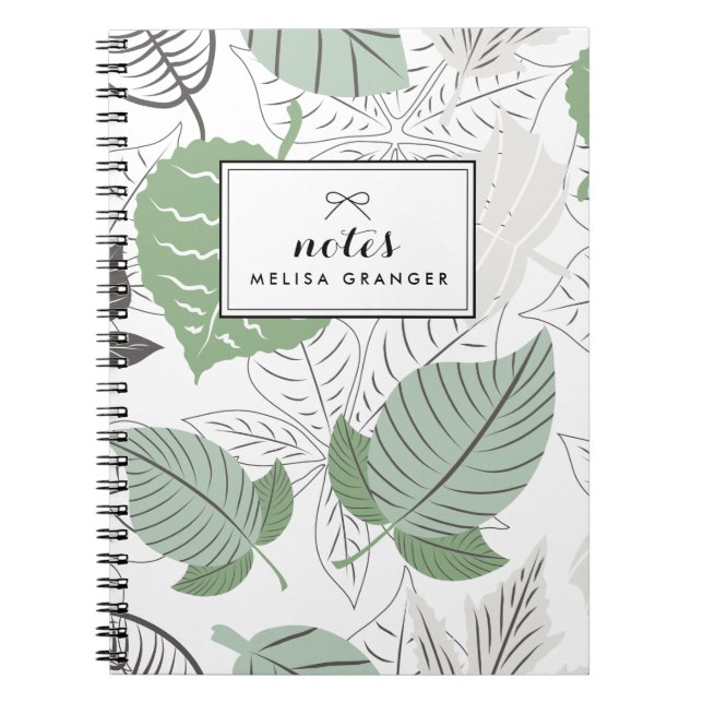 Mint-Blätter Muster Personalisiertes Notebook Notizblock (Vorderseite)