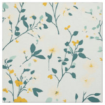 Mint Blau Gelb Botanisches Wildblumenmuster