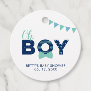 Mint Blau & Navy Moderne Babyshower-Dankeschön Geschenkanhänger