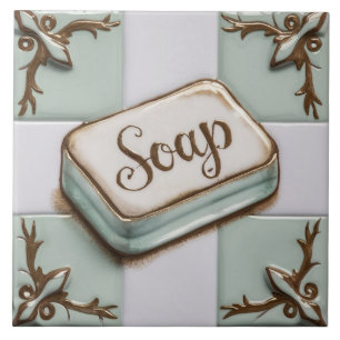 Mint Blau und Weiß Bar Seife Funny Bad Fliese