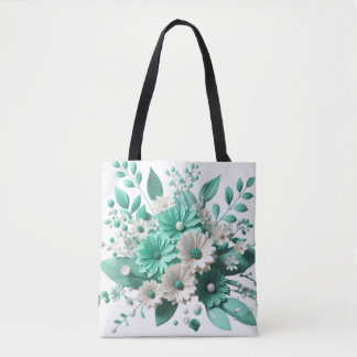 Mint Blossom Elegance Floral Charm tote bag Tasche