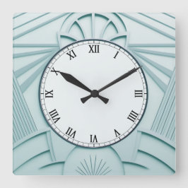 Mint Blue Art Deco Uhr - Stilvolle Abstrakte Linie