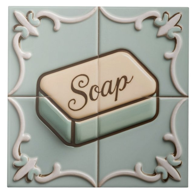 Mint Blue Bar Seife Funny Toilette oder Bad Fliese (Vorderseite)