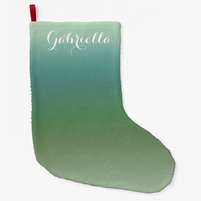 Mint Blue Ombre Großer Weihnachtsstrumpf (Vorderseite)