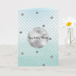 Mint Blue Ombre Silver Glitzer Mermaid Karte
