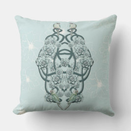 Mint Blue Succulents auf Pine Green Trellis wieder Kissen