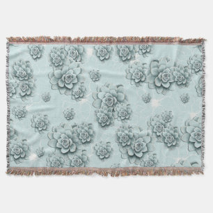 Mint Blue Succulents auf schlichtem Muster Wiederh Decke