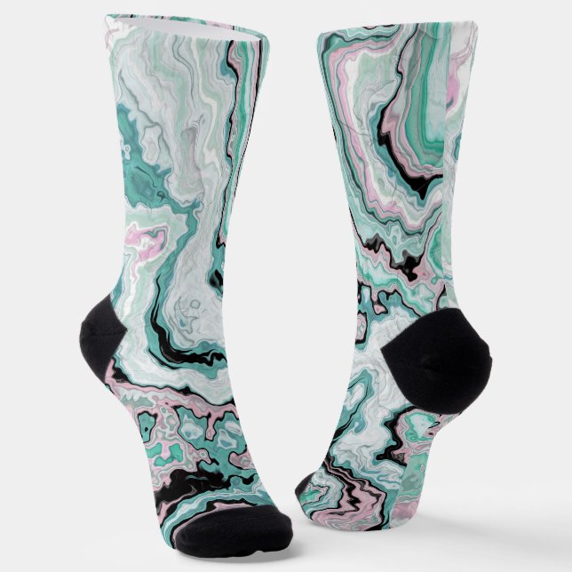Mint Blush Marmor Achat Träume Socken (Gewinkelt)