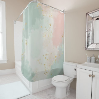 Mint-Blush-Pink-Abstract-Popular-Kollektion Duschvorhang