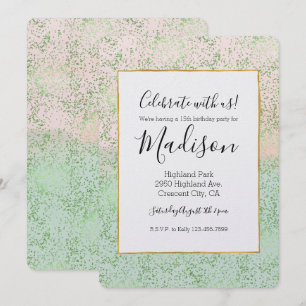 Mint Blush Pink Aquarell Confetti Punkte Einladung