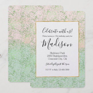 Mint Blush Pink Aquarell Confetti Punkte Einladung