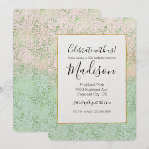Mint Blush Pink Aquarell Confetti Punkte Einladung