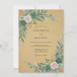 Mint-Blush-Verdant-Flourish-Hochzeit Einladung