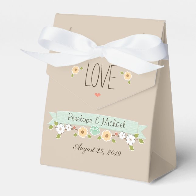 MINT-BOHO-GASTGESCHENK HOCHZEIT GESCHENKSCHACHTEL (Vorderseite)