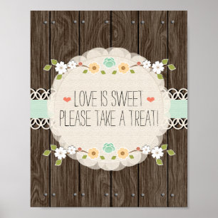 Mint Boho Rustic Polterabend Candy Bar Sign Poster