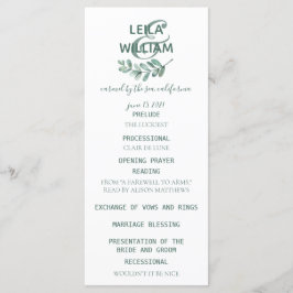 Mint Botanical Elegant Wedding Programm