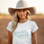 Mint Bride's Squad Personalisiert Brautparty Tanks<br><div class="desc">Benutzerdefinierte Brautparty-T-Shirts und Panzer mit "Bride's Squad"-Grafik in einem stilvollen Pinselskript. Personalisieren Sie es mit Ihrem Hochzeitstermin,  Hochzeitshashtag,  Namen oder anderen benutzerdefinierten Text. Perfektes Geschenk für Braut,  Brautmädchen und Hochzeitsfeier zum Junggeselinnen-Abschied oder Hochzeitsfeiern!</div>