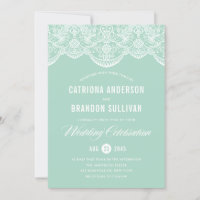 Mint Brokatspitze Hochzeitseinladung