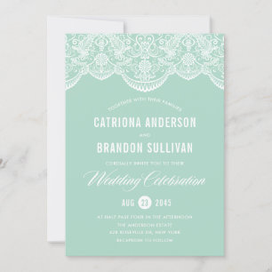 Mint Brokatspitze Hochzeitseinladung Einladung