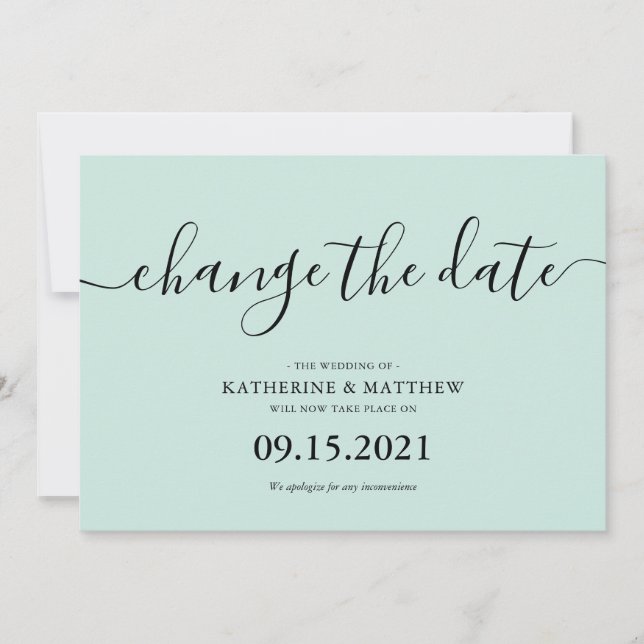 Mint Brush Typografie Reschvorgesehenen Hochzeit Save The Date (Vorderseite)