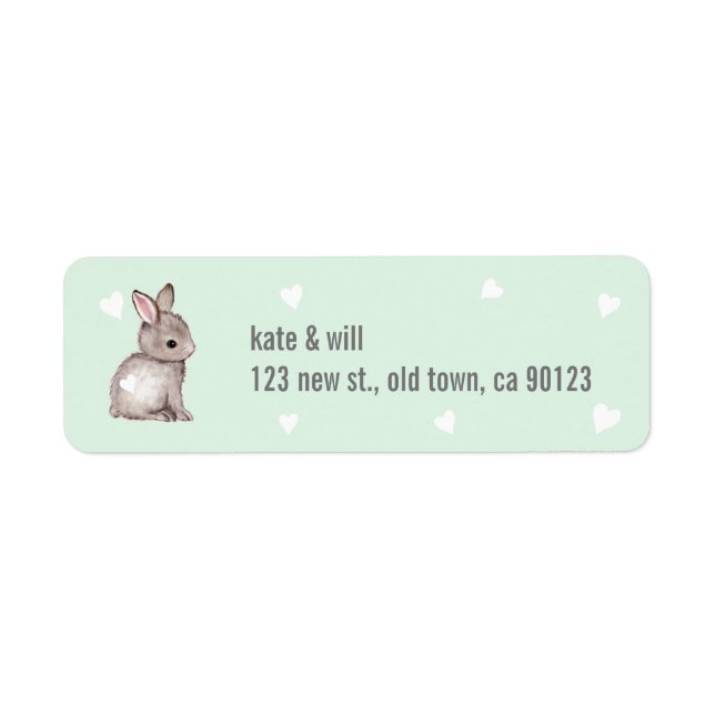 Mint Bunny Heart Retourner l'adresse Étiquettes (Devant)