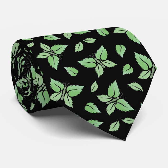 Mint Butterfly Pattern Krawatte (Gerollt)
