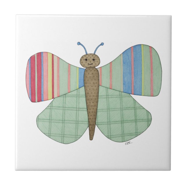 Mint Butterfly Tile Fliese (Vorderseite)