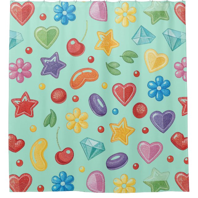 "Mint Candy Star Duschvorhang (Vorderseite)