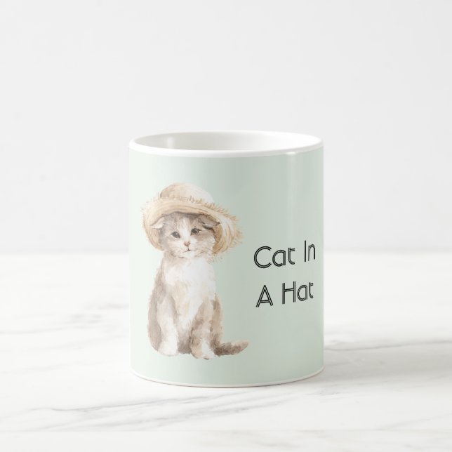 Mint Cat in a Hat   Kaffeetasse (Mittel)
