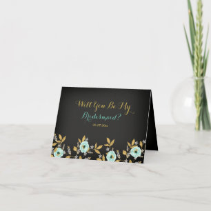 Mint Chalkboard Serez-Vous Ma Carte Bridesmaid