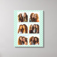Mint Chevron Muster mit trendigem 6-Foto-Collage