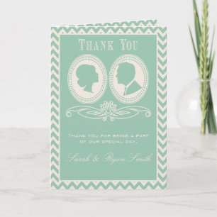 Mint Chevron & Script Hochzeits-Dankeskarten Dankeskarte