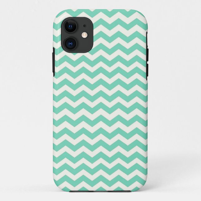 Mint Chevron Stripes Case-Mate iPhone Hülle (Rückseite)