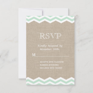 Mint Chevrons auf Burlap UAWG RSVP Karte