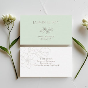 Mint   Chic Minimalistisch Floral Visitenkarte