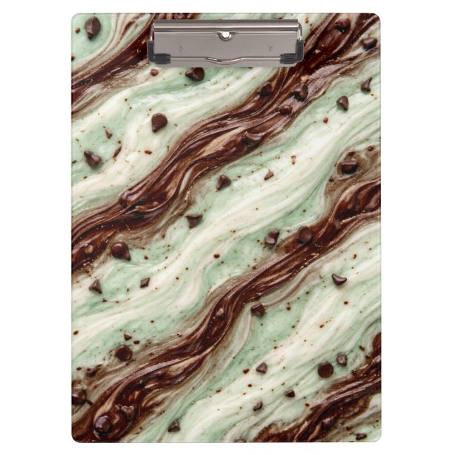 Mint Chocolate Chip Milkshake Marble Design Klemmbrett (Vorderseite)