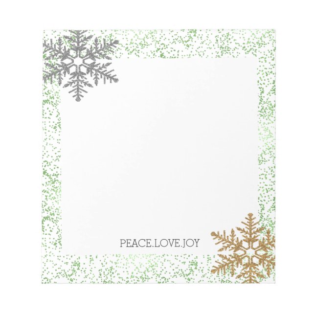 Mint Confetti Dots Snowflakes Notizblock (Vorderseite)