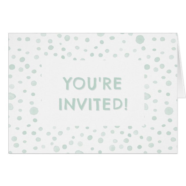 Mint Confetti Wasserfarbe Dots Geburtstag Einladun (Vorderseite (Horizontal))