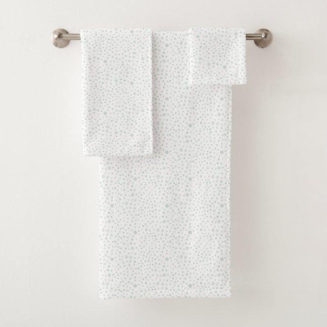 Mint Confetti Wasserfarbpunkte Badhandtuch Set (Insitu)