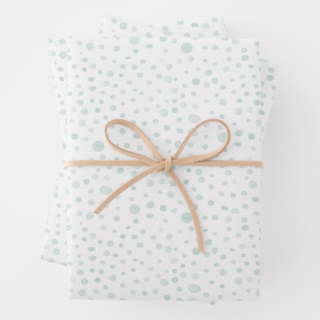 Mint Confetti Watercolor Dots Wrapping Paper Geschenkpapier Set (Beispiel)