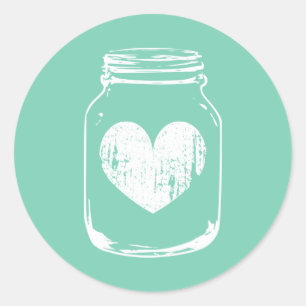 Mint Country chic Mason Glas Hochzeitsticker Runder Aufkleber