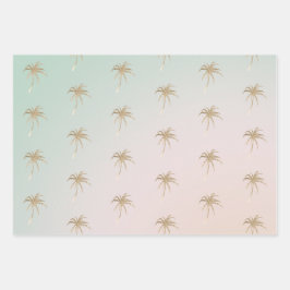Mint Cream Ombre Tropical Gold Palm Treppen Geschenkpapier Set
