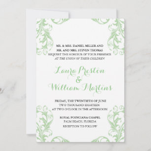 Mint Damask Einladung zur Hochzeit