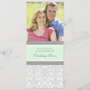 Mint Damask Foto Hochzeitstag Erneuerbare Einladun Einladung