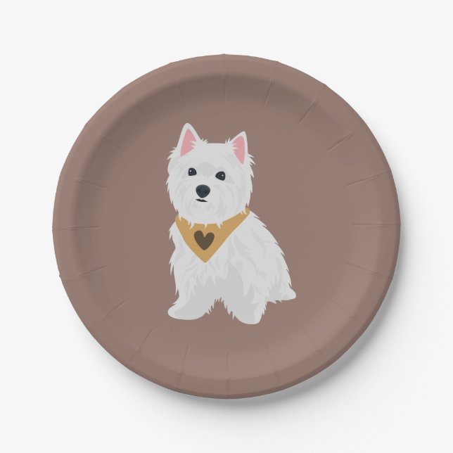 Mint den niedlichen Westhochland-Terrier-Hund Pappteller (Vorderseite)