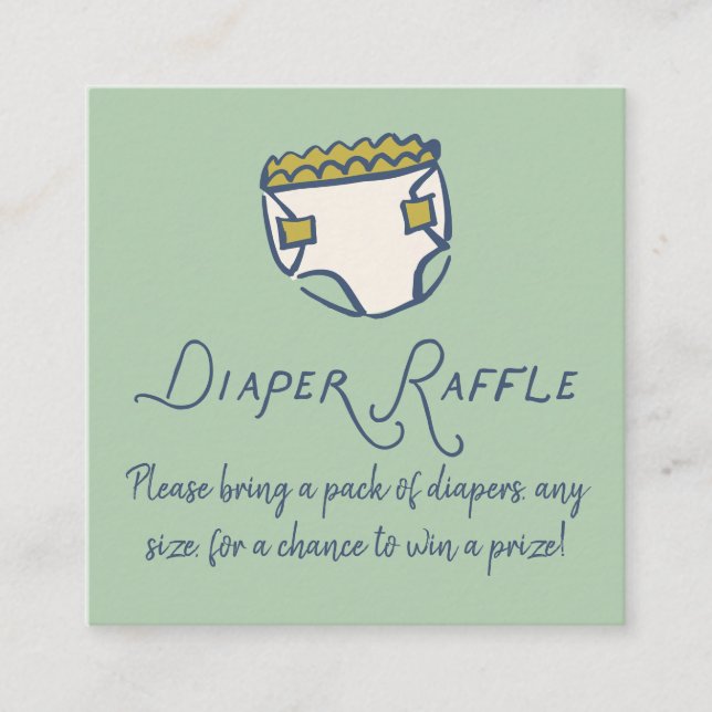 Mint Doodle Baby Shower Diaper Diaper Raffle Begleitkarte (Vorderseite)