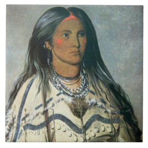 "Mint", ein Mandan indisches Mädchen, 1832 Fliese