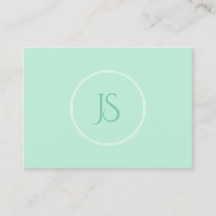Mint Elegant Green Template Monogram Simple Visitenkarte