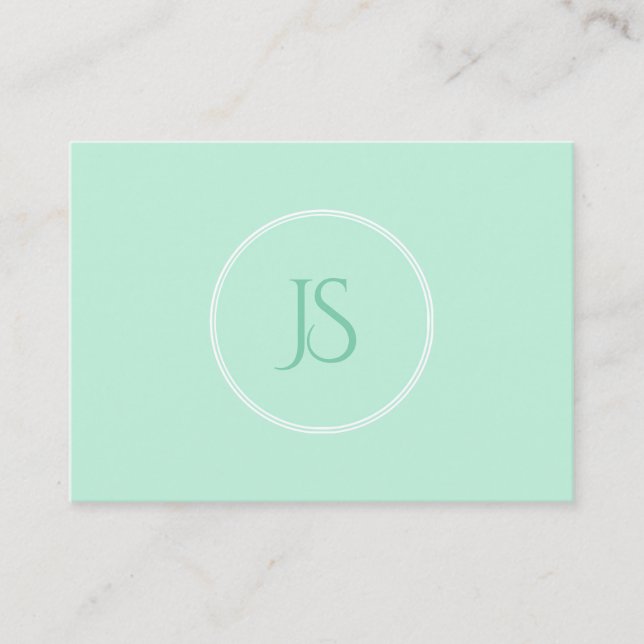 Mint Elegant Green Template Monogram Simple Visitenkarte (Vorderseite)