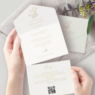 Mint & Elfenbeinflora Wildblume Rose Hochzeit Alle All In One Einladung
